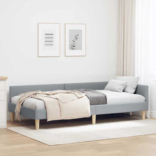 Estructura de Cama en Esquina Gris Claro 80 x 200 cm Tela
