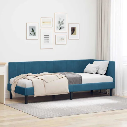 Estructura de Cama en Esquina Azul 80 cm x 200 cm Terciopelo