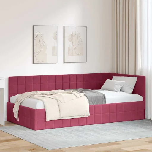 Estructura de Cama en Esquina Rojo Vino 90 cm x 200 cm