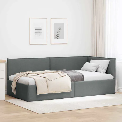 Estructura de Cama en Esquina Gris Oscuro 80 x 200 cm