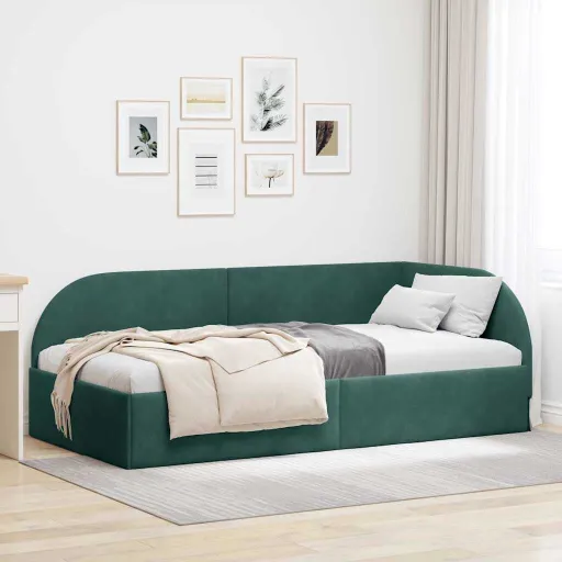 Estructura de Cama en Esquina Verde Oscuro 90 cm x 190 cm