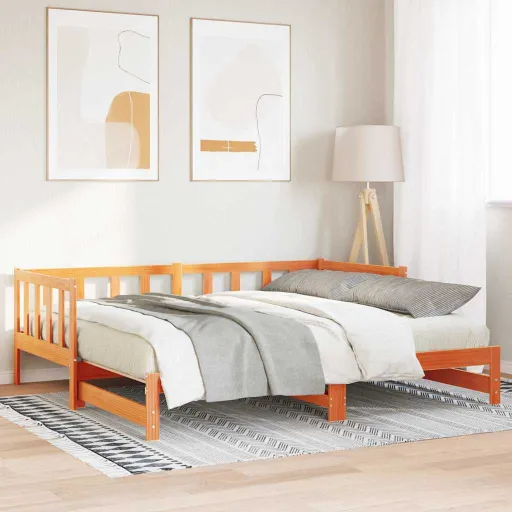 Cama Día Con Cama Nido Marrón Cera 203,5 x 184 x 66 cm