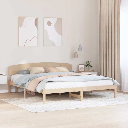 Estructura de Cama Natural 200 x 200 cm Madera de Pino Macizo