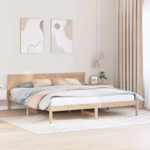 Estructura de Cama Marrón 200 x 200 cm Madera Maciza de Pino