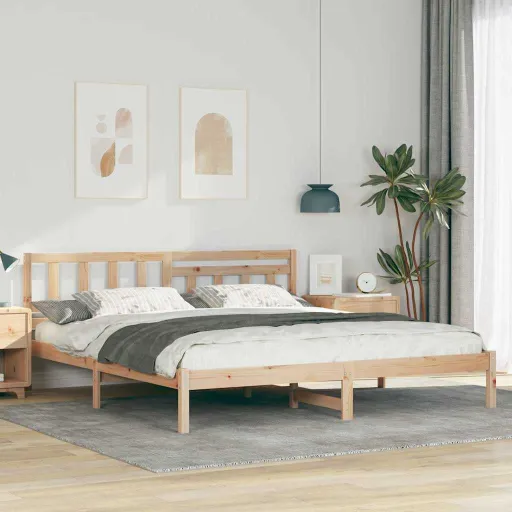 Estructura de Cama Marrón 200 x 200 cm Madera de Pino Macizo
