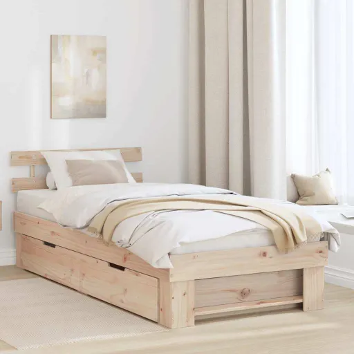 Estructura de Cama Natural 100 x 200 cm Madera de Pino Macizo