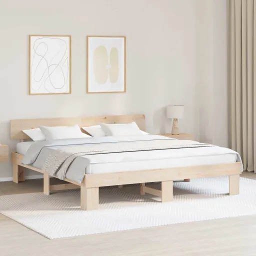 Estructura de Cama Natural 180 x 200 cm Madera de Pino Macizo