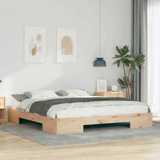 Estructura de Cama Marrón 200 x 200 cm