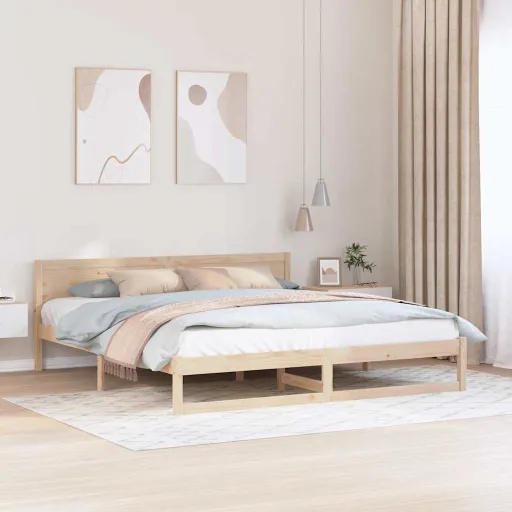 Estructura de Cama Natural 200 x 200 cm Madera de Pino Macizo