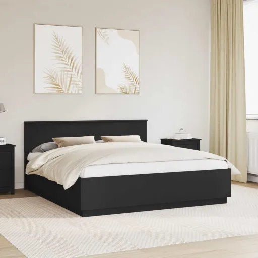 Estructura de Cama Negro 180 x 200 cm Madera de Ingeniería