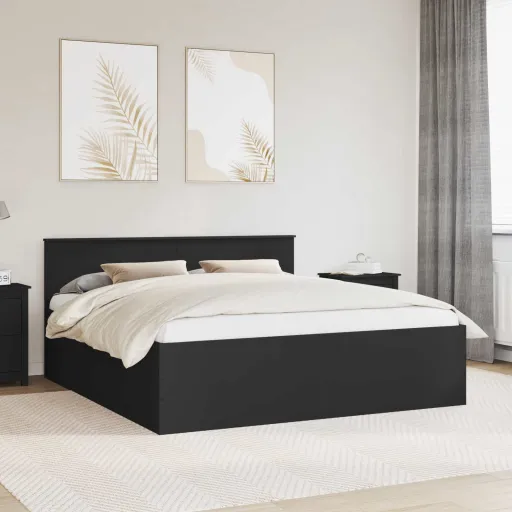 Estructura de Cama Negro 200 x 200 cm Madera de Ingeniería