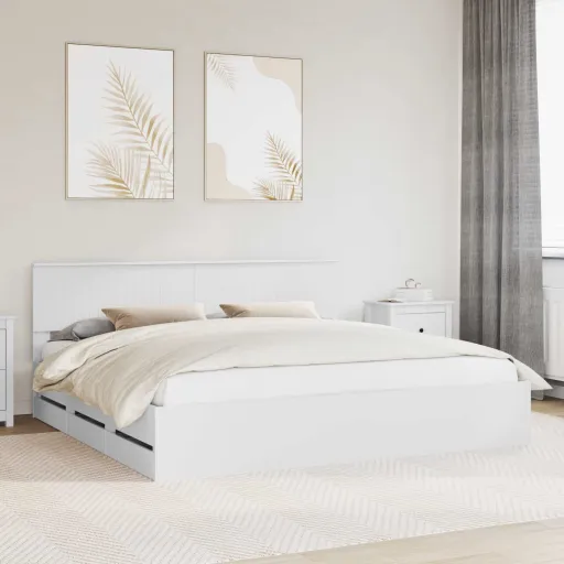 Estructura de Cama Con Cajón 200 x 200 cm Madera Ingenieril
