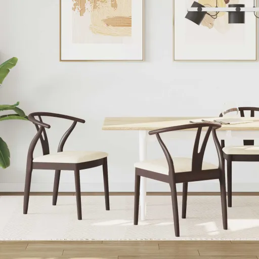 Silla de Comedor   Marrón Claro y Claro (2 pcs)