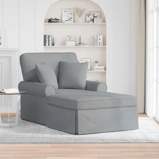 Chaise Lounge Con Falda Gris Claro 91 x 157 x 91 cm Tela