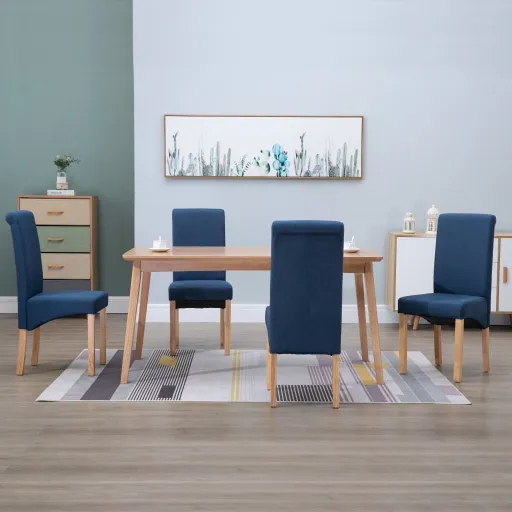 Sillas de Comedor 4 Unidades Tela Azul