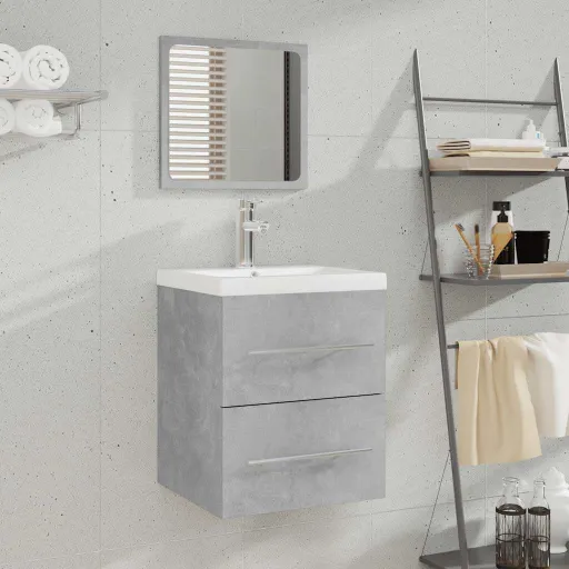 Armario de Baño Con Espejo Gris Hormigón 41x38,5x48 cm
