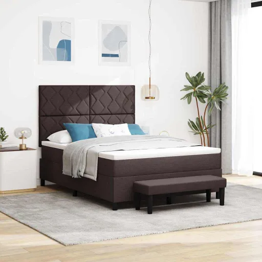 Cama Tipo Box Spring Marrón Oscuro 140 x 190 cm Tela