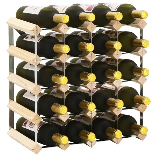 Botellero Para 20 Botellas de Madera Maciza de Pino