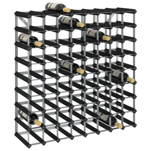 Botellero Para 72 Botellas Madera Maciza de Pino Negro