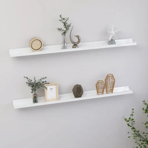 Estantes de Pared 2 Unidades Blanco Brillo 100x9x3 cm