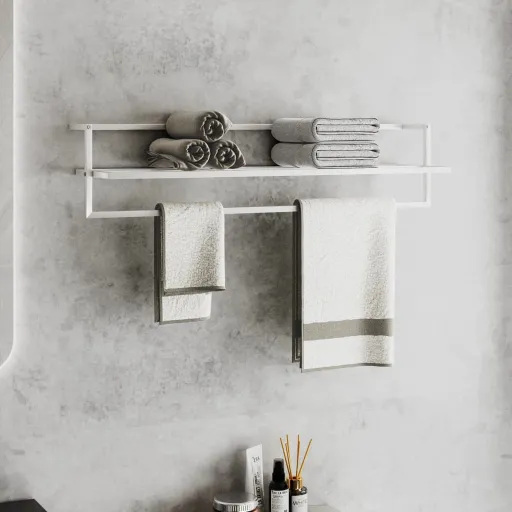 Toallero de Hierro Blanco 95x25x22 cm