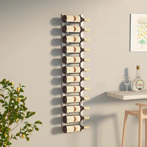 Botellero de Pared Para 12 Botellas Hierro Blanco