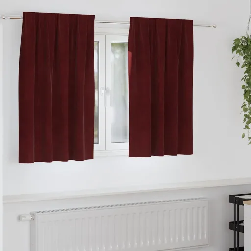 Cortinas Opacas   Rojo Vino 140 x 140 cm Terciopelo (2 pcs)