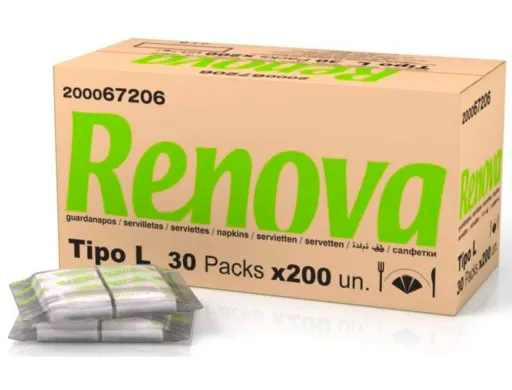Servilleta Renova 1 Capa Color Blanco Mini 17x17 cm Plegado l Paquete de 200 Unidades