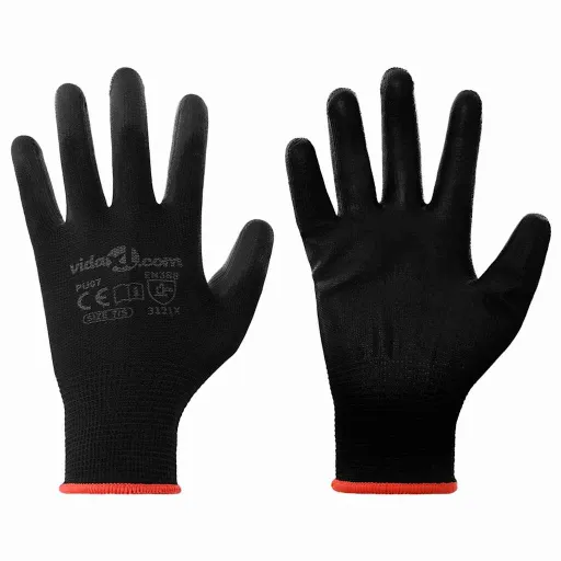 Guantes de Trabajo   Negro 7 / S Poliéster (12 pcs)