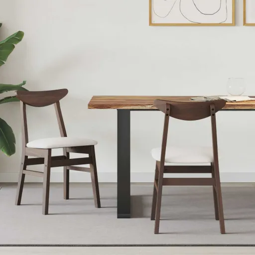 Sillas de Comedor   Marrón Claro 42 x 47.5 x 81 cm (2 pcs)