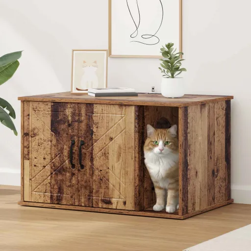 Casa Para Gatos Madera Vieja 85 x 55 x 50 cm