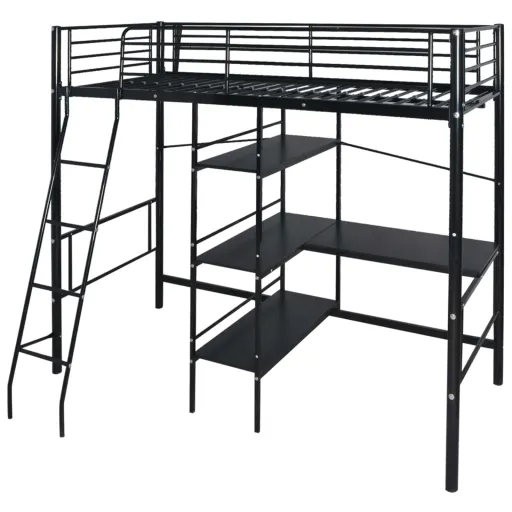 Cama Con Colchón Negro 200 x 90 cm Metal