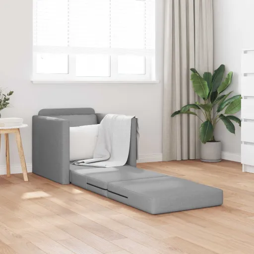 Sofá Cama Plegable 61cm Gris Claro Tela