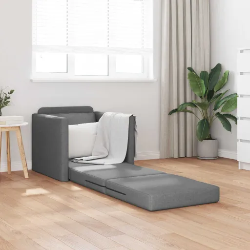 Sofá Cama Plegable 61cm Gris Oscuro Tela