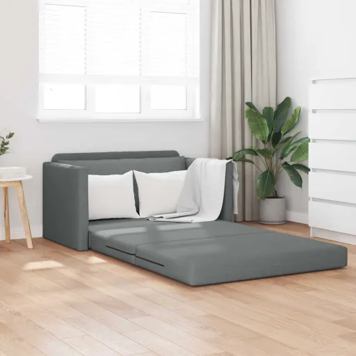 Sofá Cama Plegable 110cm Gris Oscuro Tela