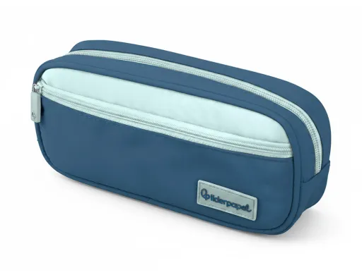 Estuche Portatodo Liderpapel Duo 2 Cremalleras Con Bolsillofrontal Azul Oscuro 220x90x50 mm
