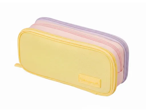 Estuche Portatodo Liderpapel Funky 3 Cremalleras Con Aperturas Laterales Amarillo Rosa Lila 220x100x65 mm
