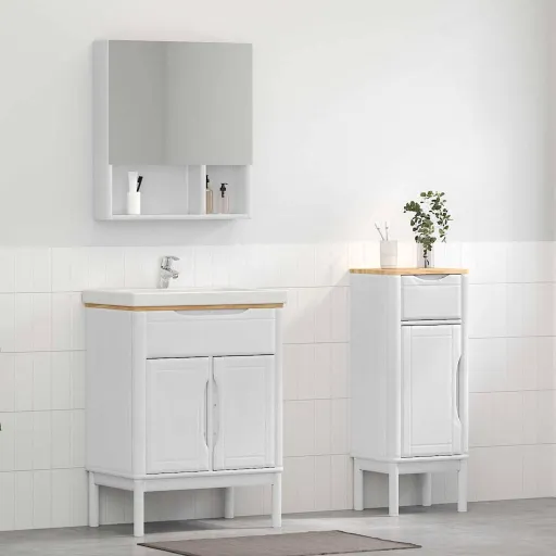 Juego de Muebles de Baño FLORO   Madera de Pino Macizo (2 pcs)