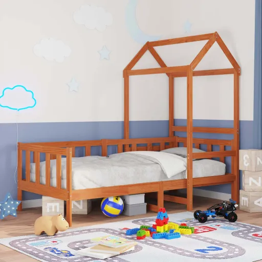 Juego de Cama de Día   Marrón Cera Madera de Pino Macizo (2 pcs)