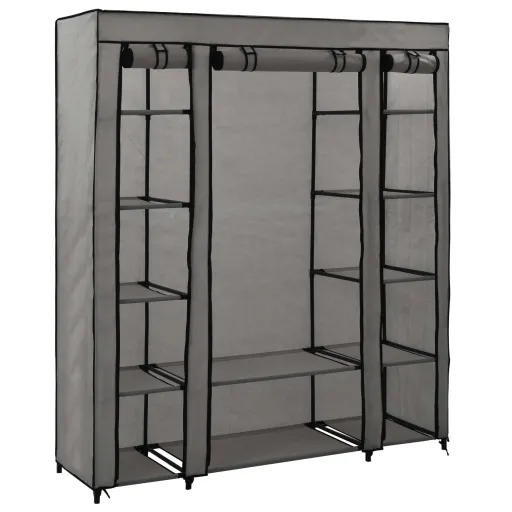 Armario Con Compartimentos y Varillas Tela Gris 150x45x176 cm