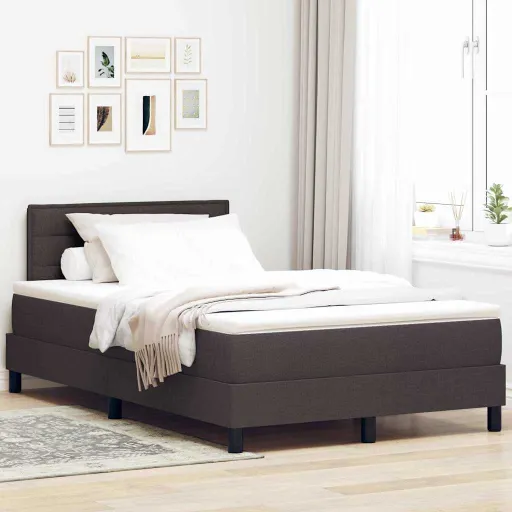 Cama Tipo Box Spring Marrón Oscuro 120 x 190 cm Tela