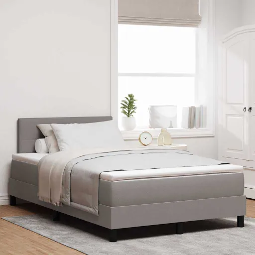 Cama Tipo Box Spring Con Colchón Taupé 120 x 190 cm Tela