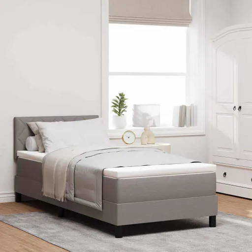 Cama Tipo Box Spring Con Colchón Taupé 90 x 190 cm Tela