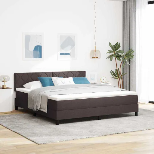 Cama Tipo Box Spring Marrón Oscuro 180 x 200 cm Tela