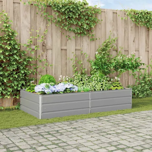 Jardinera Gris Claro 195 x 100 x 45 cm Acero Galvanizado
