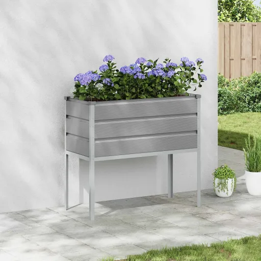 Jardinera Gris Claro 100 x 45 x 90 cm Acero Galvanizado