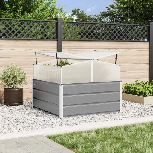 Jardinera Gris Claro 100 x 100 x 77 cm Acero Galvanizado