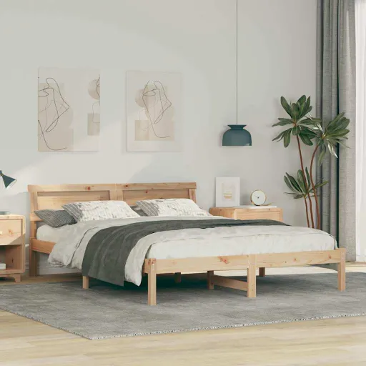 Estructura de Cama Marrón 160 x 200 cm Madera de Pino Macizo