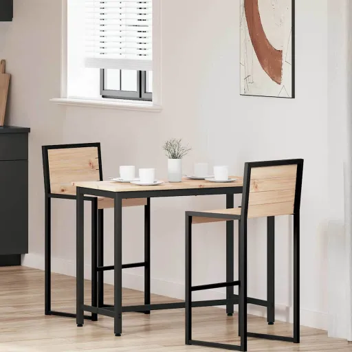 Mesa Natural 100 x 50 x 77 cm Madera Ingenierizada y Acero