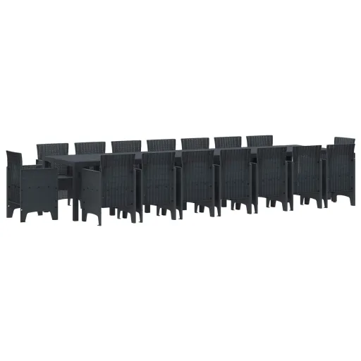 Conjunto de Comedor de Jardín Con Cojines   Antracita PP (17 pcs)